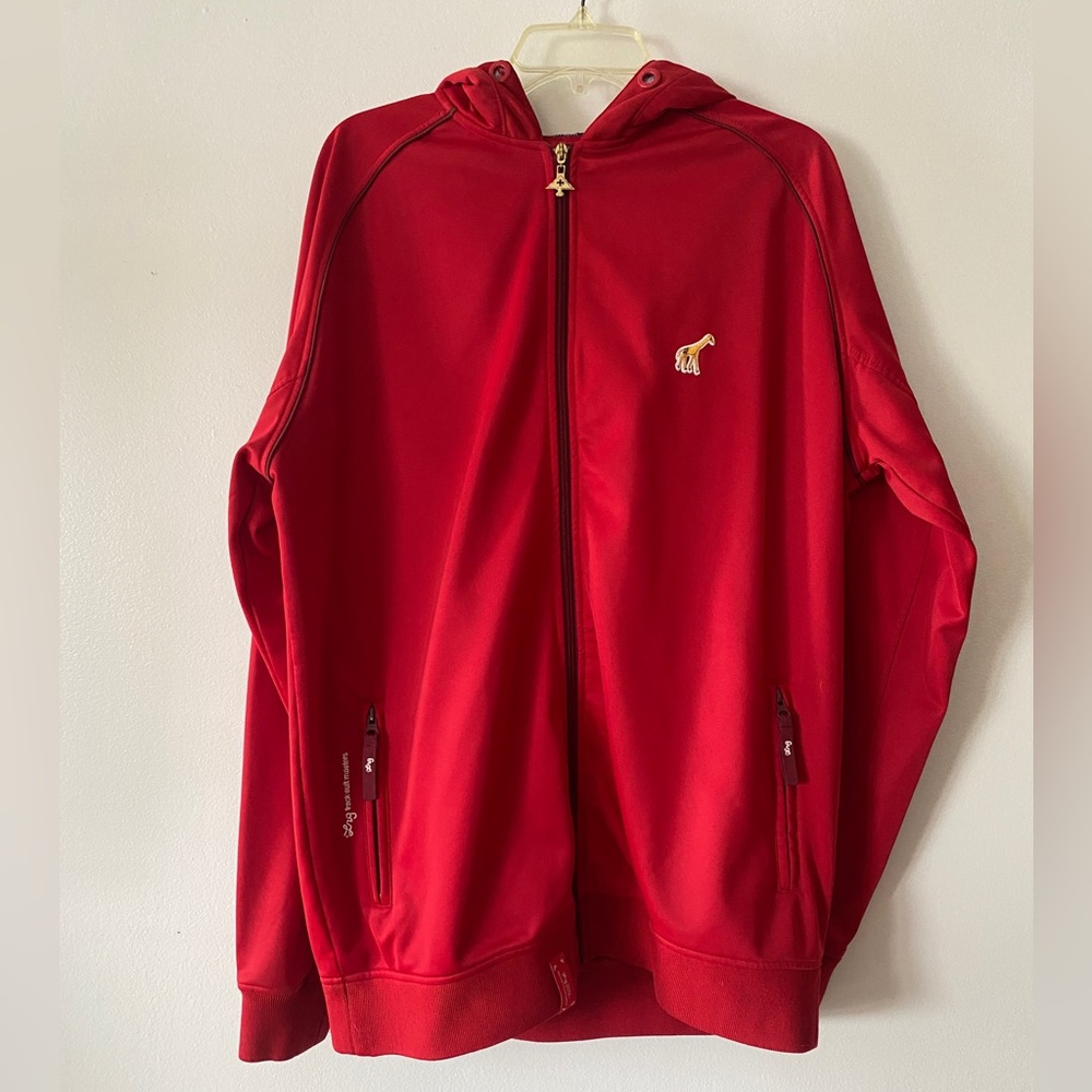 Retro Lrg full zipper red track jacket.